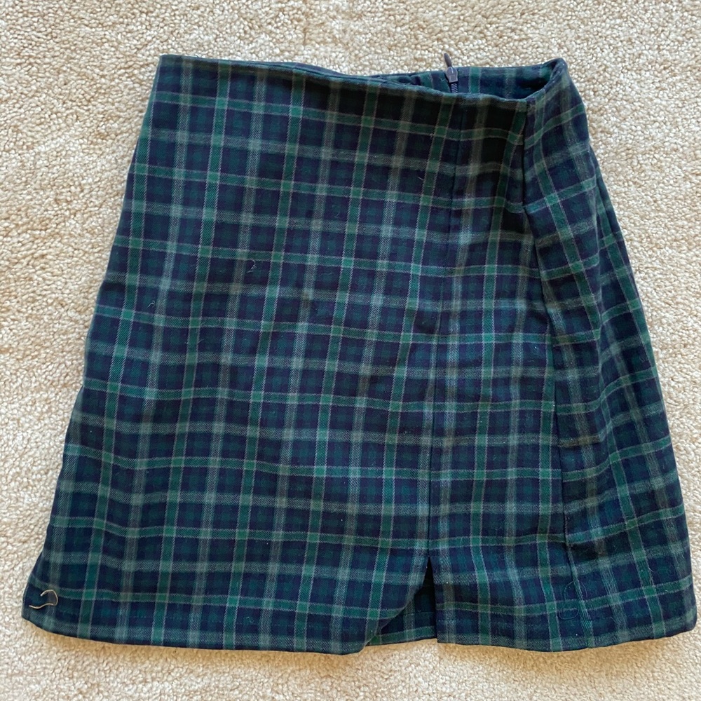 Blue and green striped school girl skirt